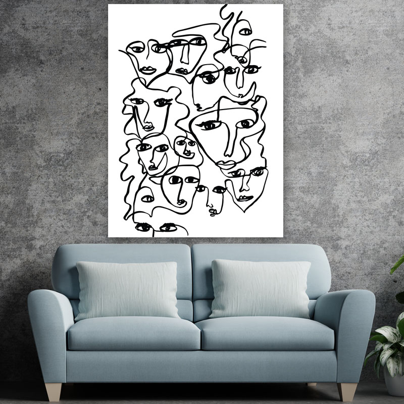 Πίνακας σε καμβά Line Art Abstract Faces